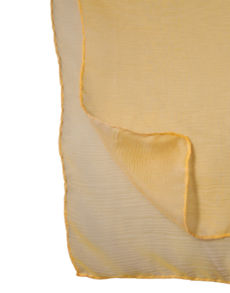 Yellow silk rectangle wrap shawl scarf with a lightweight, sheer texture
