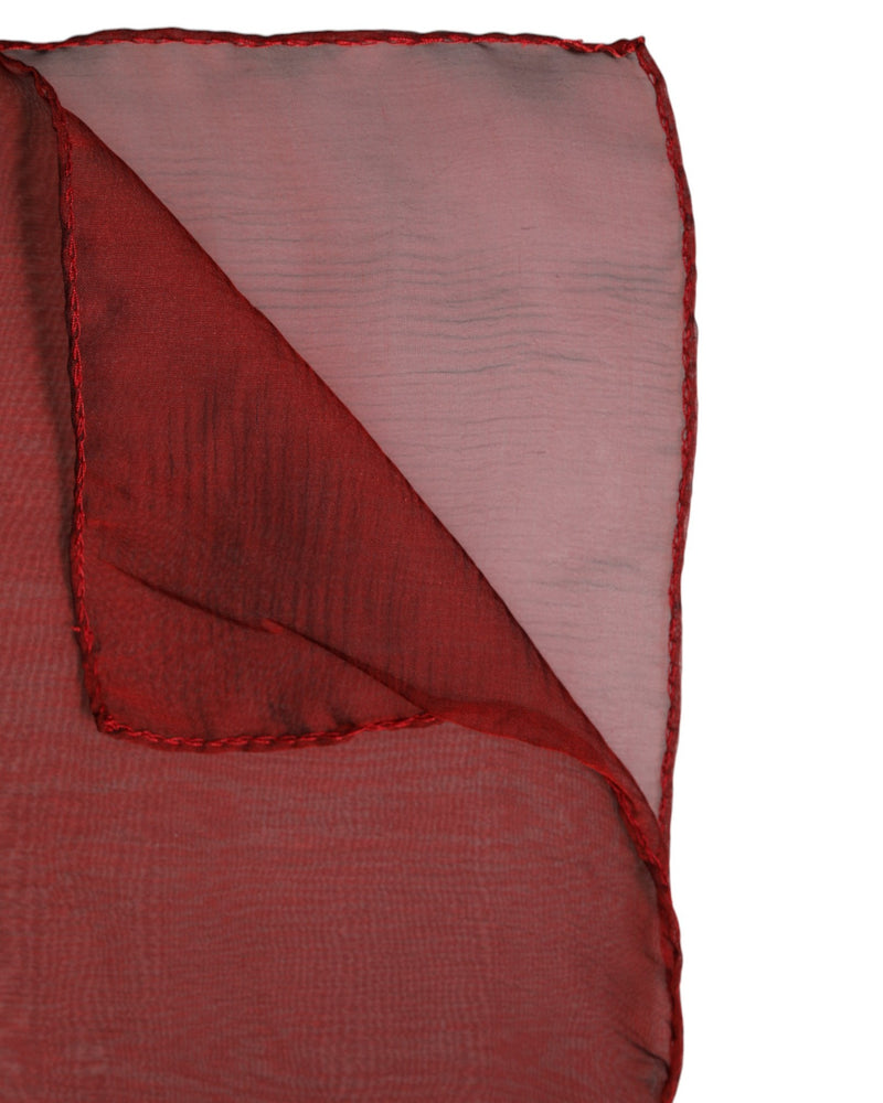 Red silk rectangular wrap scarf with stitched edges