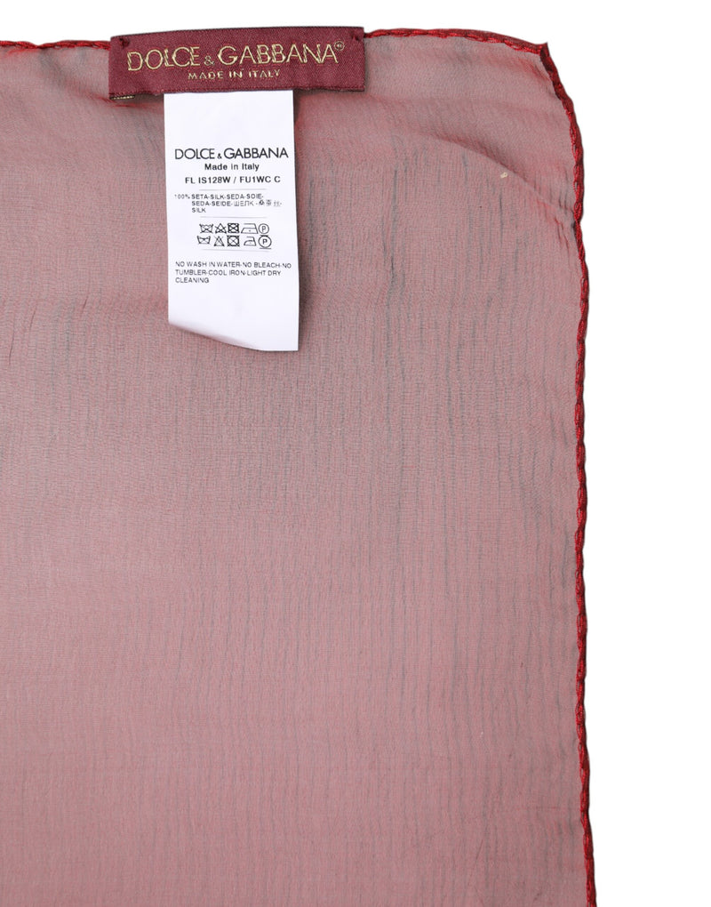 Red silk wrap shawl with brand labels attached