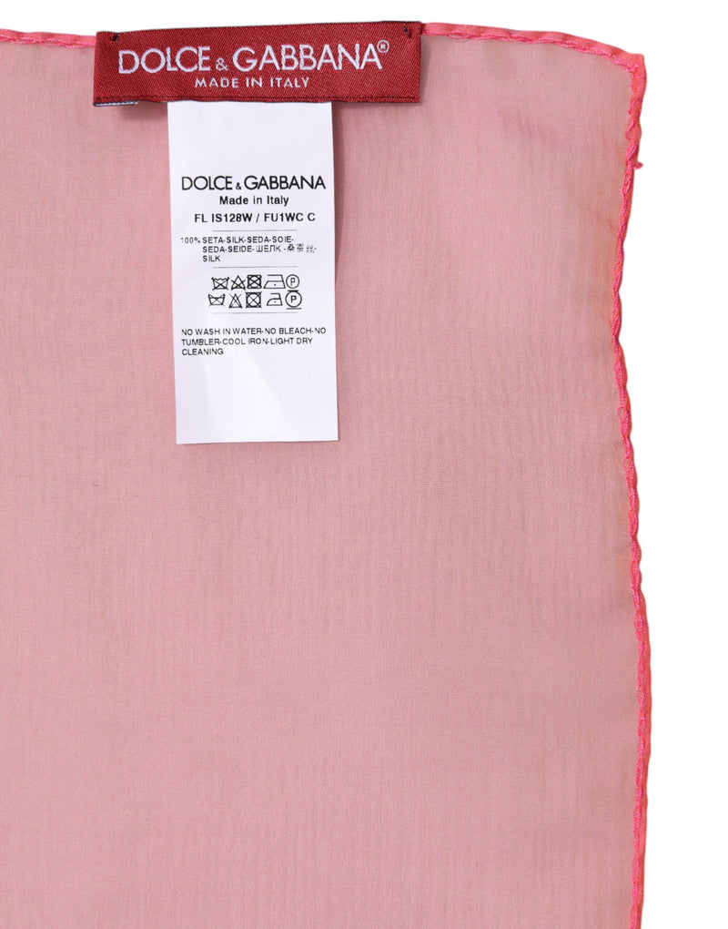 Dolce and Gabbana pink silk rectangle wrap shawl scarf with brand tags