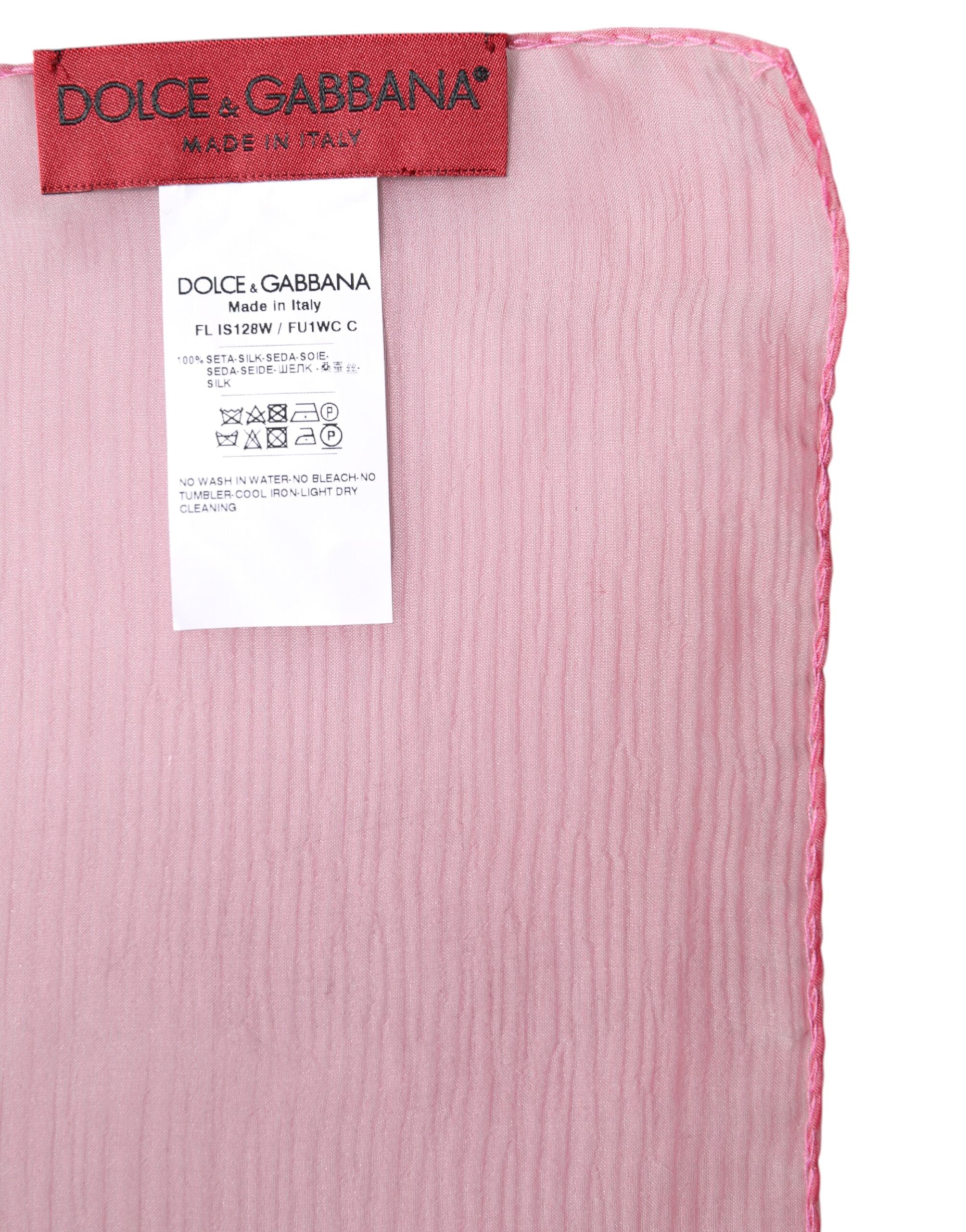 Dolce & Gabbana Pink Silk Rectangle Women Wrap Shawl Scarf