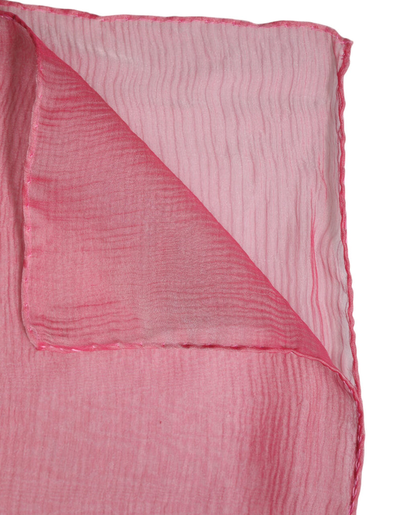 Pink silk rectangular wrap scarf with a sheer textured finish
