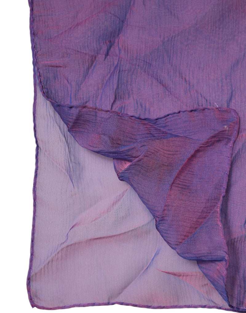 Lightweight purple silk wrap scarf with a sheer textured finish and neatly stitched edges