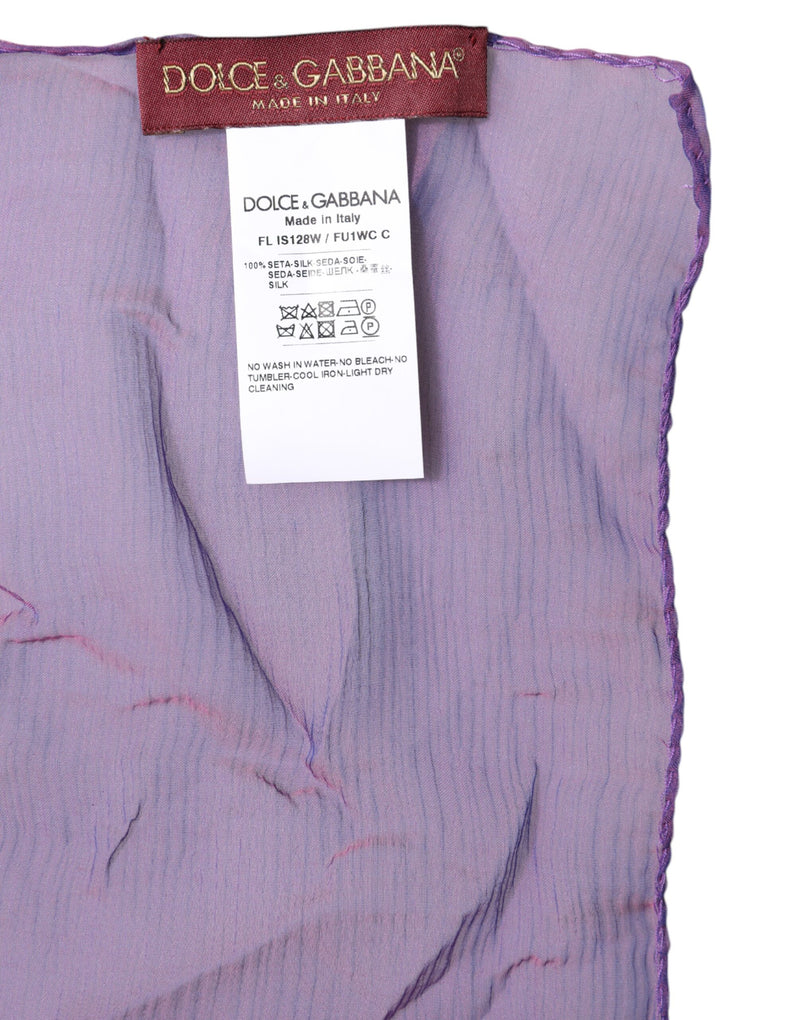 Dolce & Gabbana purple silk wrap scarf with brand labels showing authenticity