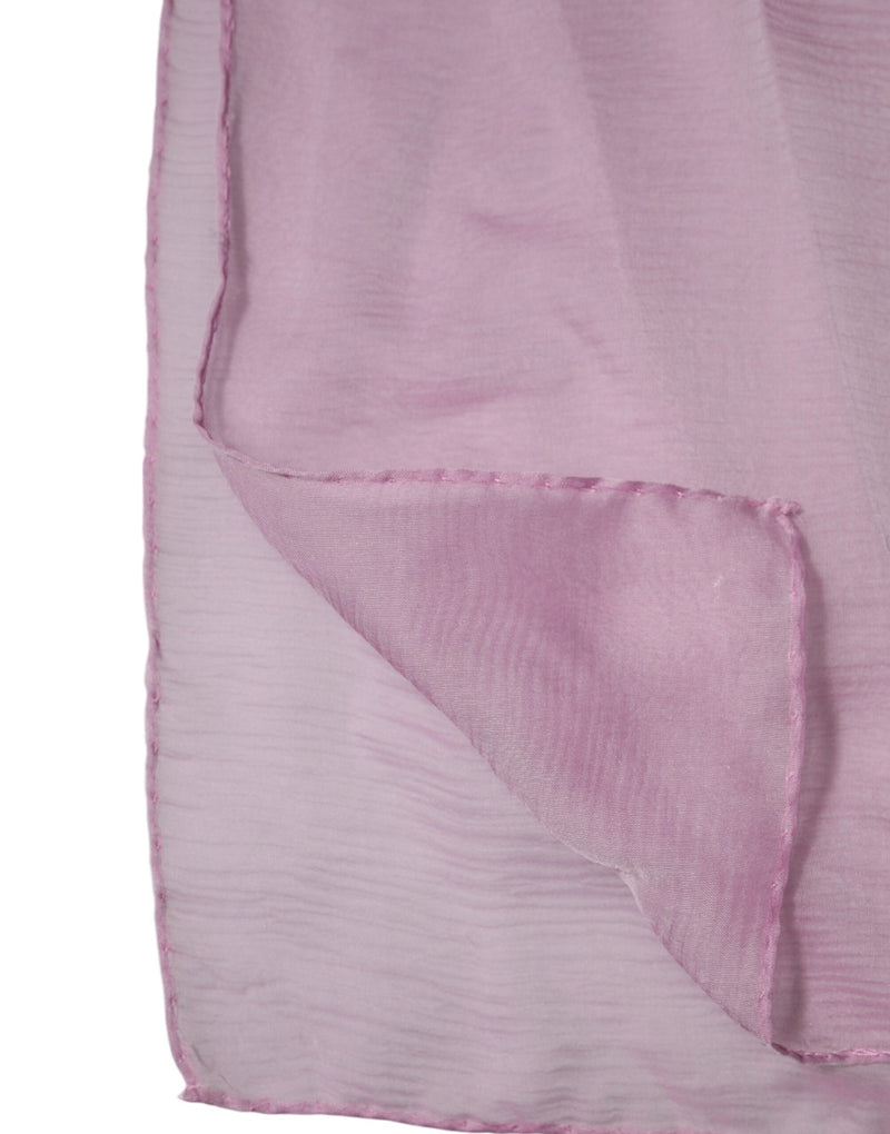 Pink silk rectangular wrap shawl scarf with a delicate texture and stitched edges
