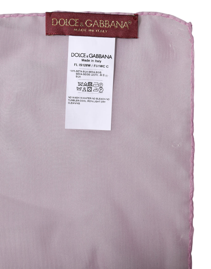Pink silk wrap scarf with Dolce and Gabbana brand labels