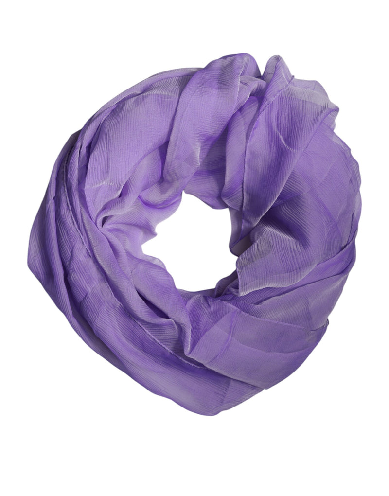 Purple silk wrap scarf looped in a circle