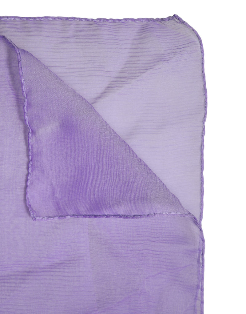 Light purple sheer silk rectangular wrap scarf with a crinkled texture