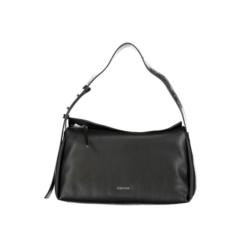 Black polyester Calvin Klein shoulder bag with a single strap and a zip closure