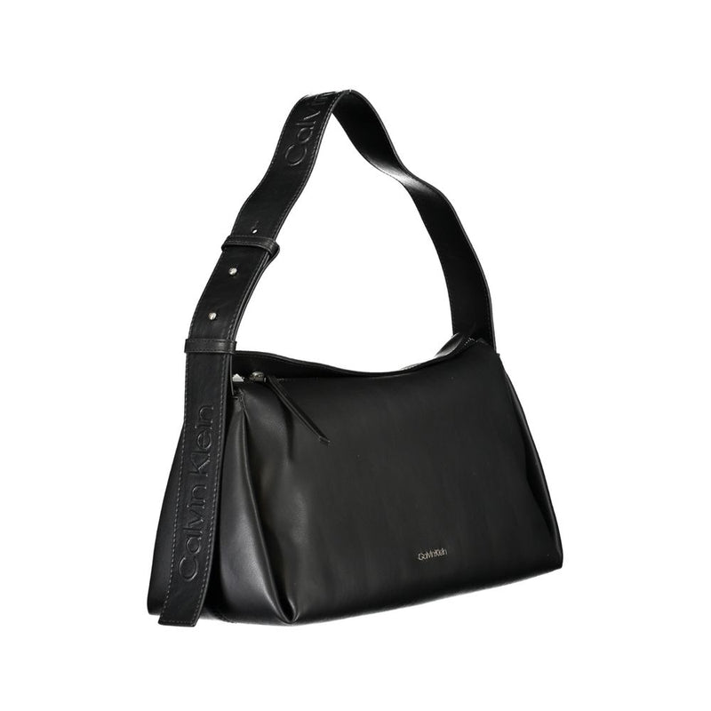 Black polyester Calvin Klein shoulder bag with a branded strap and zipper closure