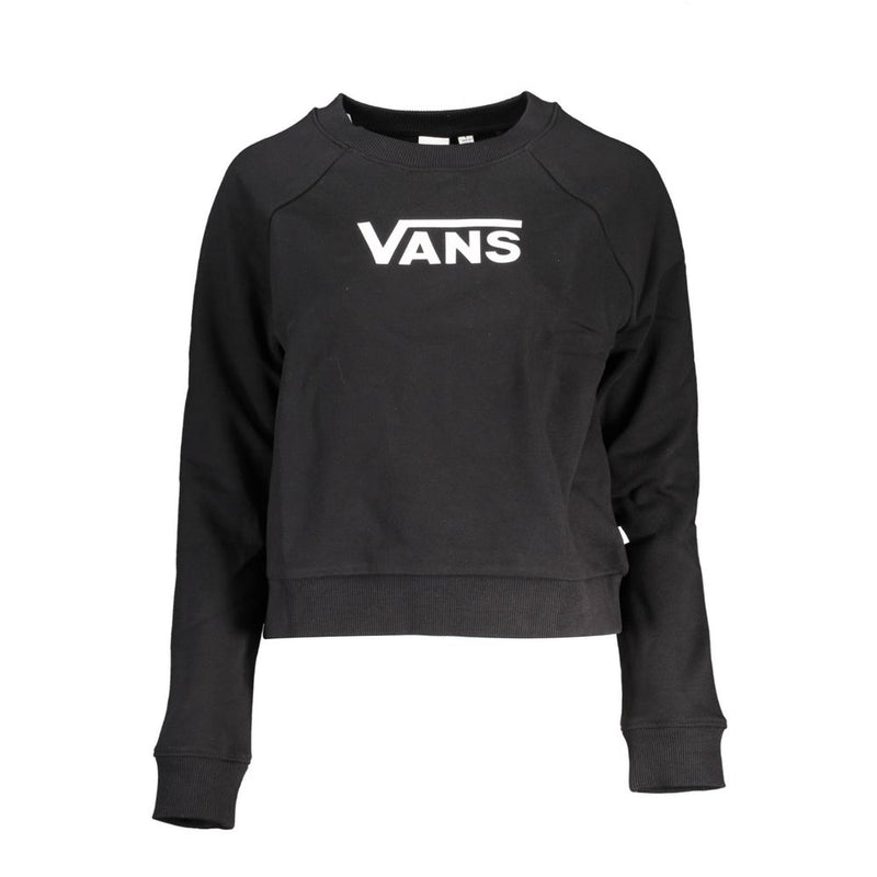Black cotton women's sweatshirt with white Vans logo on the chest