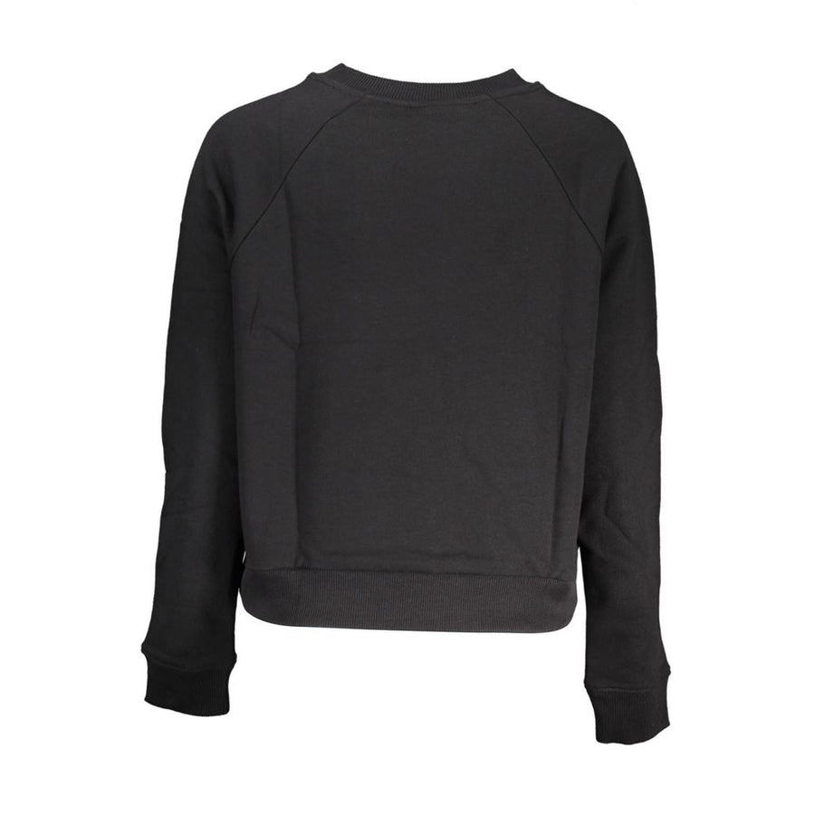 Black cotton women's sweatshirt with white Vans logo on the chest