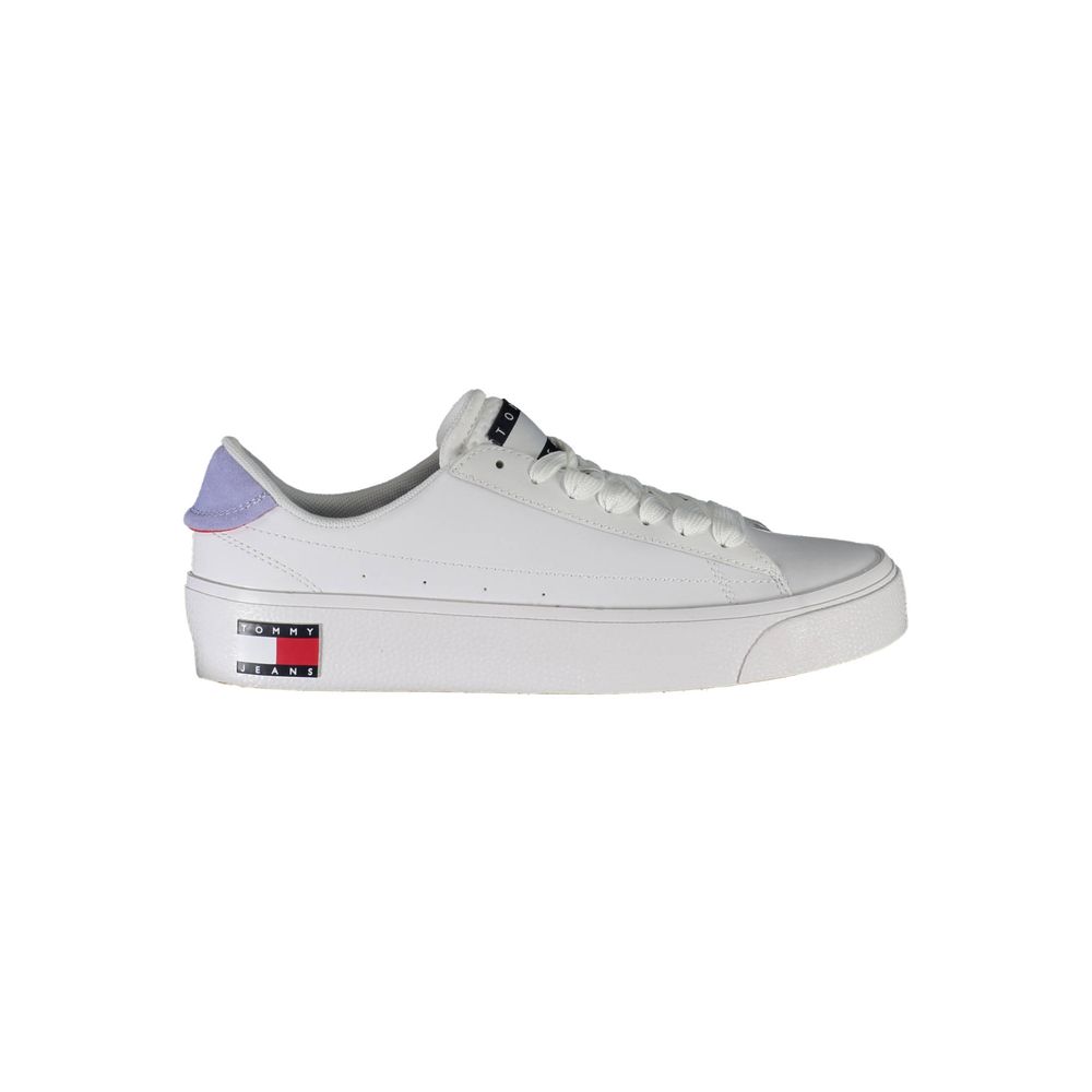 White sneaker with a brand logo on a white background