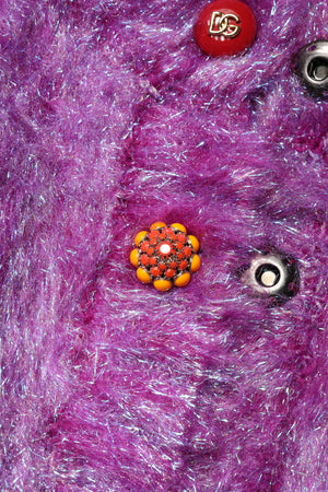 Dolce & Gabbana Purple Button Embellished Trench Coat Jacket