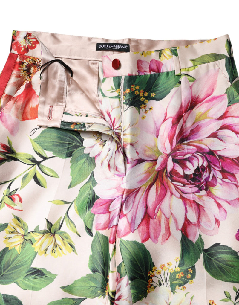 Dolce & Gabbana multicolor floral silk high waist straight pants