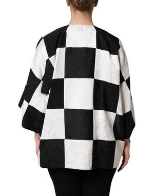 Dolce & Gabbana White Black Patchwork Jacquard Blazer Jacket