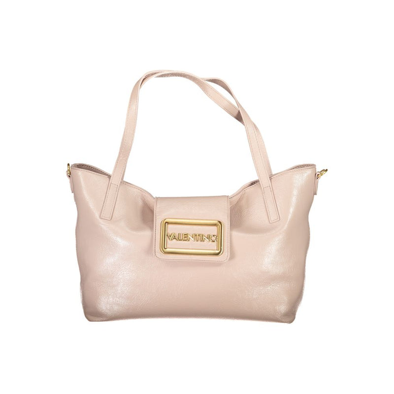 Mario Valentino pink polyurethane shoulder bag with gold hardware and logo flap closure