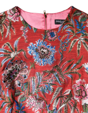 Dolce & Gabbana Red Floral Jacquard A-line Mini Dress
