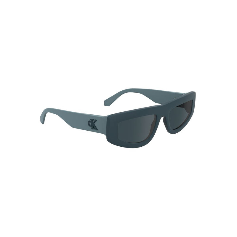Calvin Klein blue bio-acetate sunglasses with thick frames and dark lenses