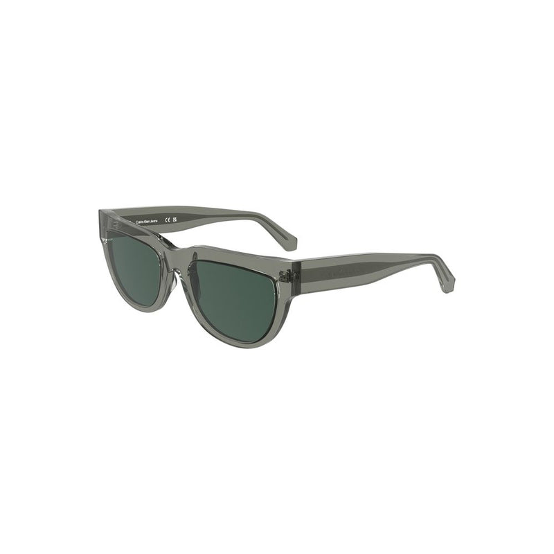 Translucent grey acetate women's sunglasses with dark green lenses