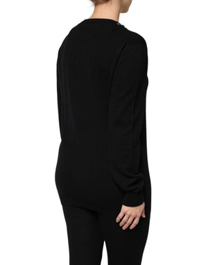 Dolce & Gabbana Black Cashmere Crystal Embellished Sweater