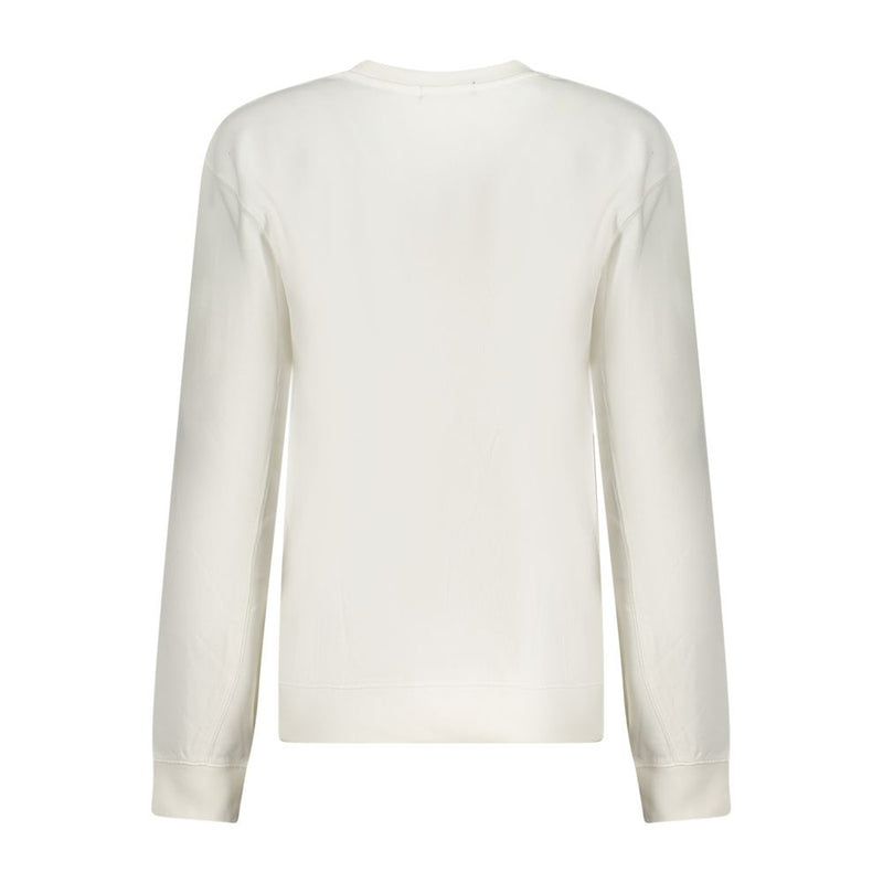 White cotton crewneck women's sweatshirt shown from the back