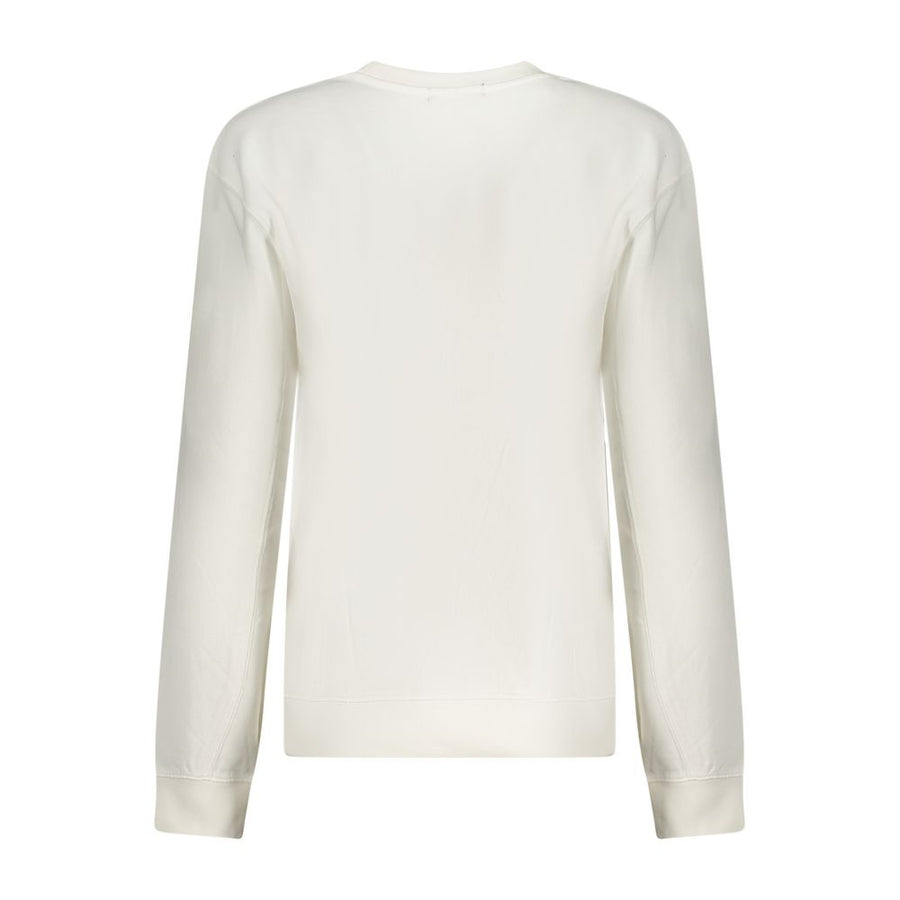 White cotton women's crewneck sweatshirt with long sleeves and small North Sails logo on the chest