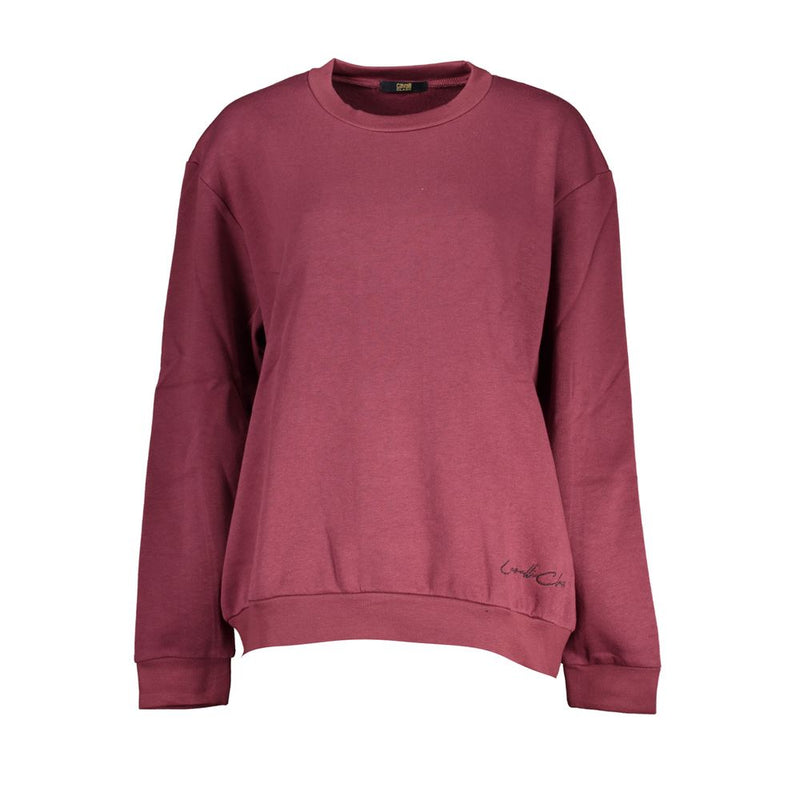 Maroon polyester women crewneck sweatshirt with long sleeves