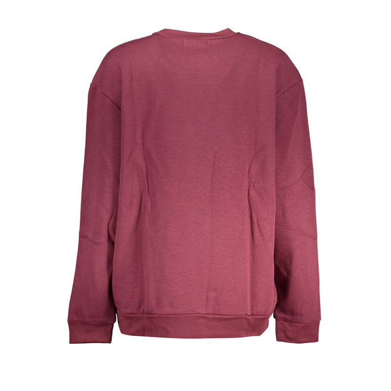 Burgundy polyester women sweatshirt shown from the back