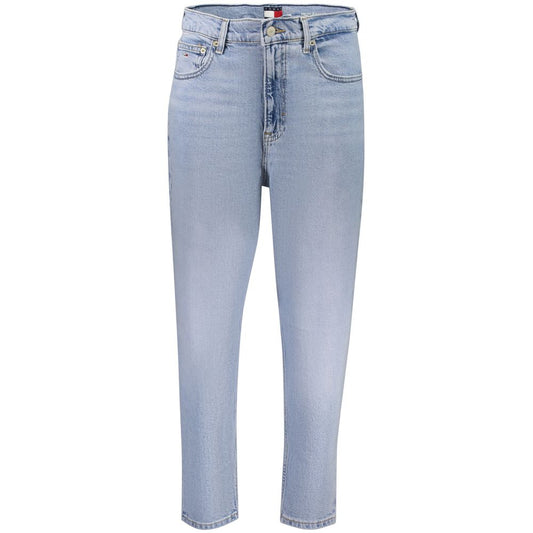 Light blue cotton women's high-waisted denim jeans