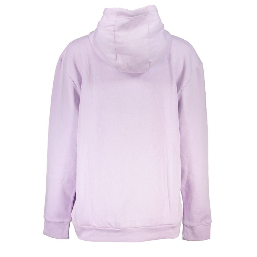 Light purple polyester women's hoodie with a leopard graphic and gold logo