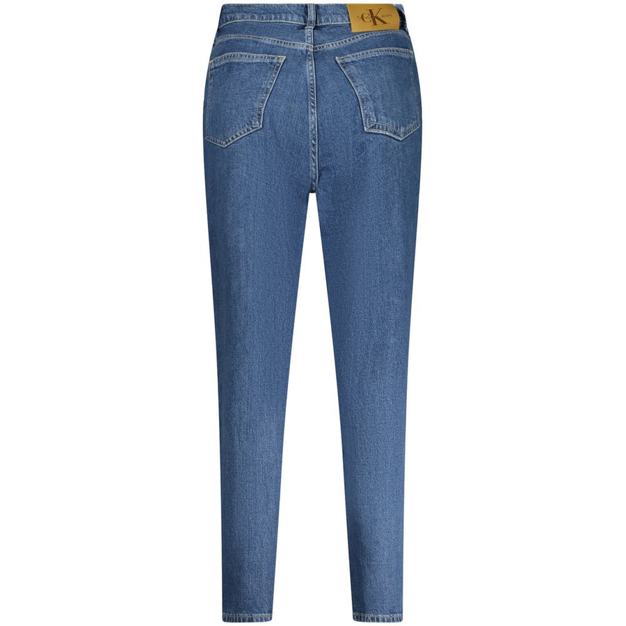 Blue cotton women's high-rise skinny jeans with classic five-pocket styling