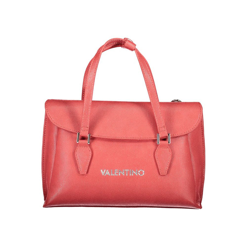 Red textured polyurethane Valentino handbag with top handles and flap closure