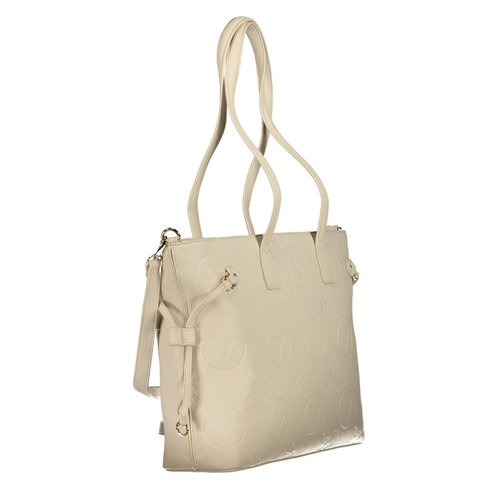 Mario Valentino Beige Polyurethane Women's Bag with Adjustable Straps