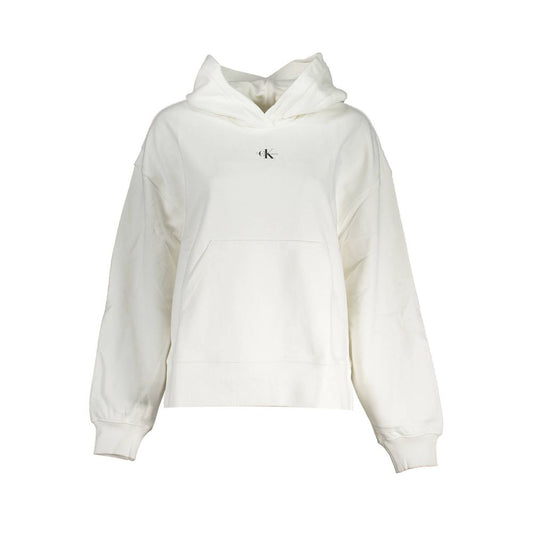 White cotton Calvin Klein women's hooded sweatshirt with a small chest logo