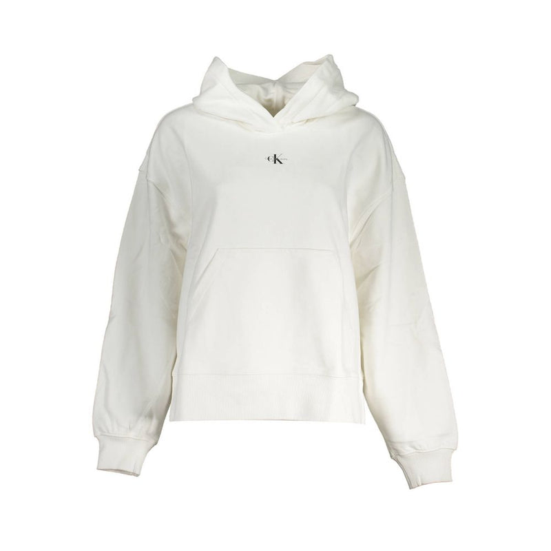 White cotton Calvin Klein women's hooded sweatshirt with a small chest logo