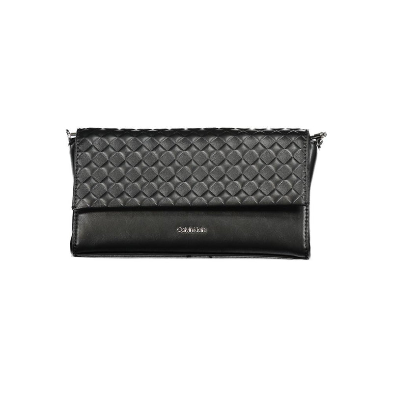 Black quilted polyester Calvin Klein shoulder bag with a woven flap design