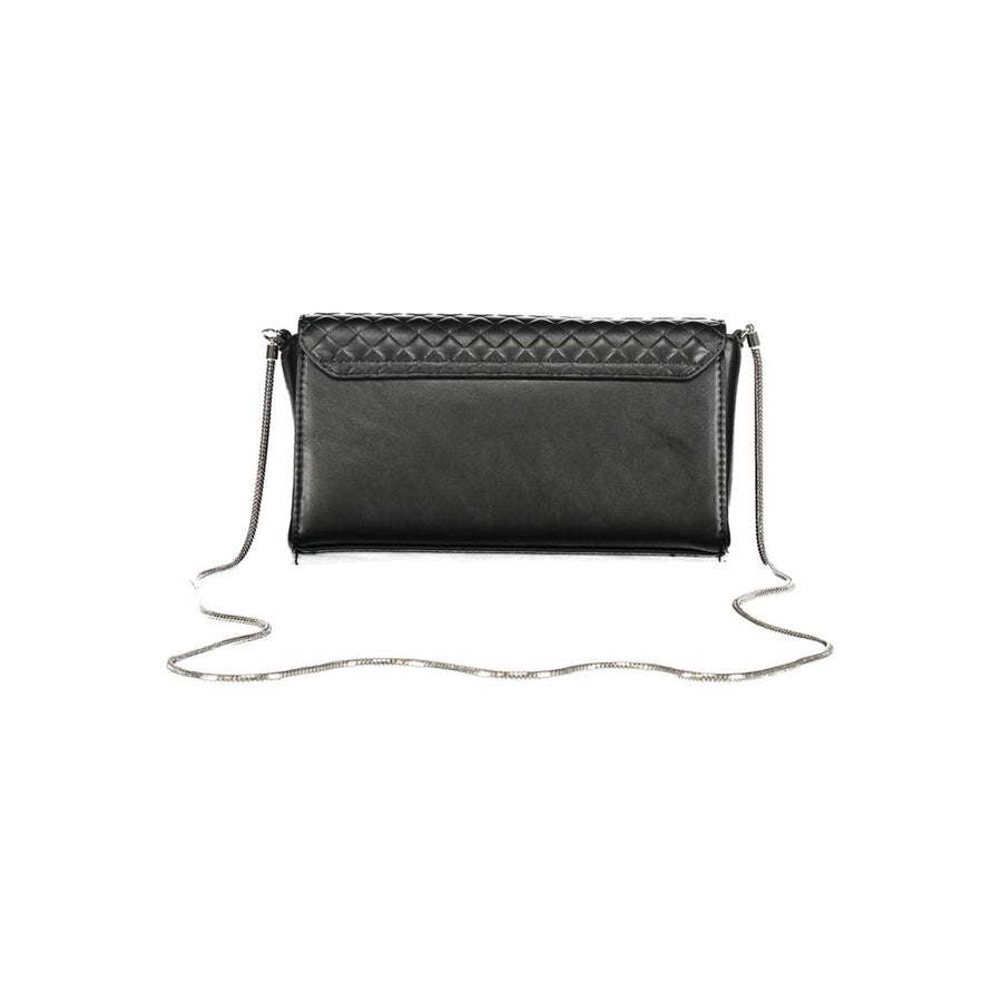 Black quilted polyester Calvin Klein shoulder bag with a woven flap design