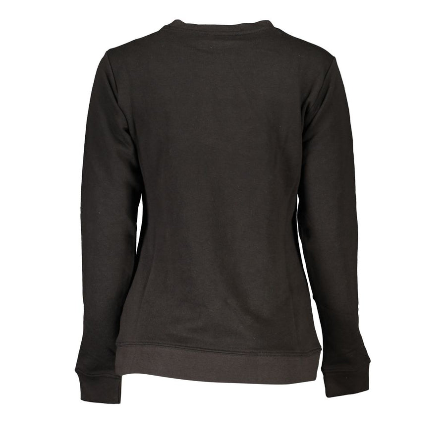 Black cotton women sweatshirt with floral graphic and Cavalli Class logo on the front