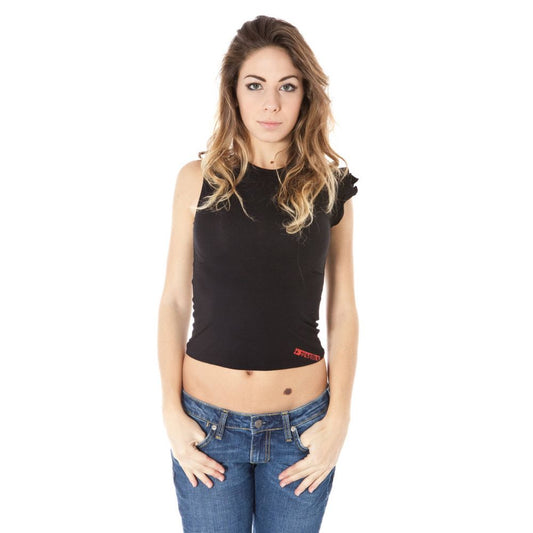 Black micro modal sleeveless women t-shirt