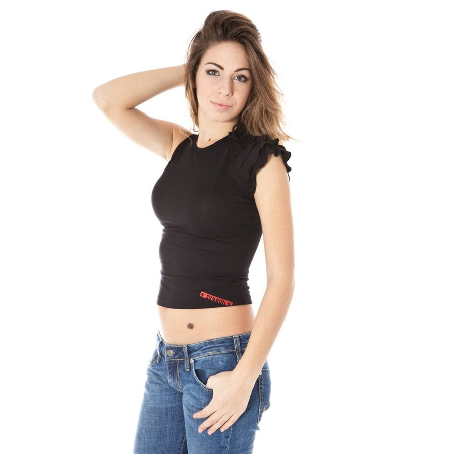 Black micro modal sleeveless women t-shirt