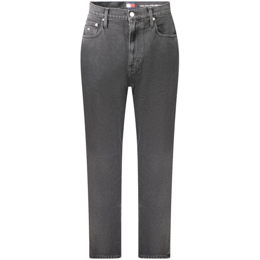 Black cotton women jeans with a high-rise waist and straight-leg fit