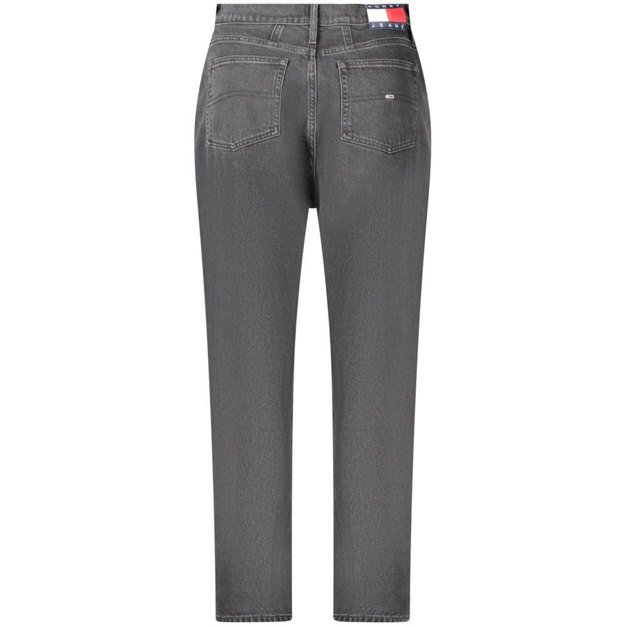 Black cotton women jeans with a high-rise waist and straight-leg fit