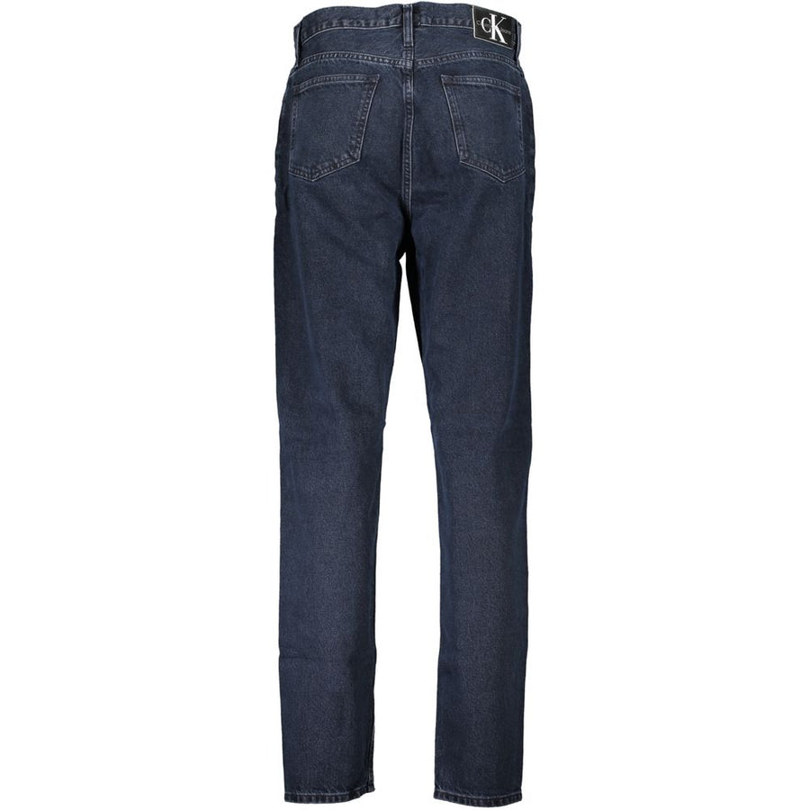 Dark blue cotton women jeans in a straight-leg style