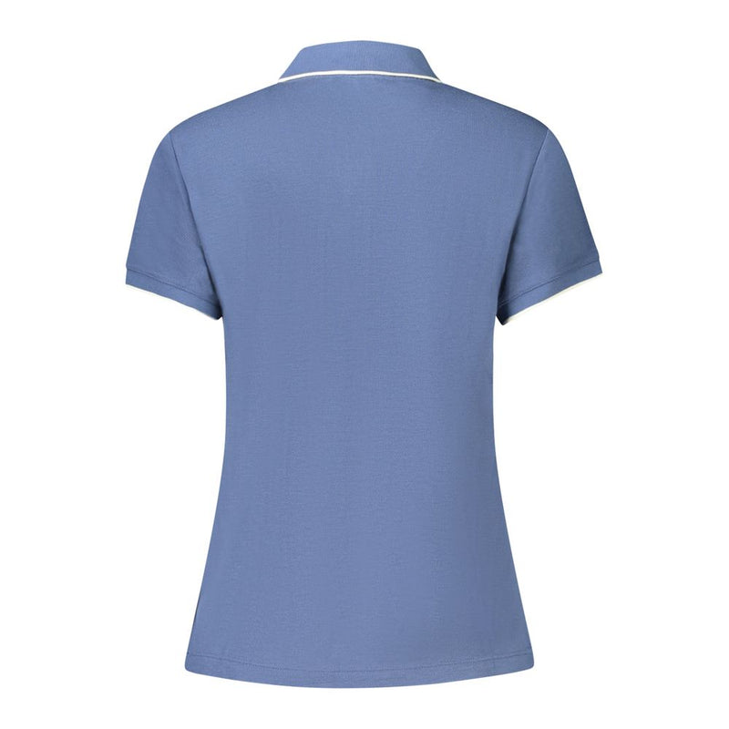 Blue modal women's short-sleeve polo shirt viewed from the back