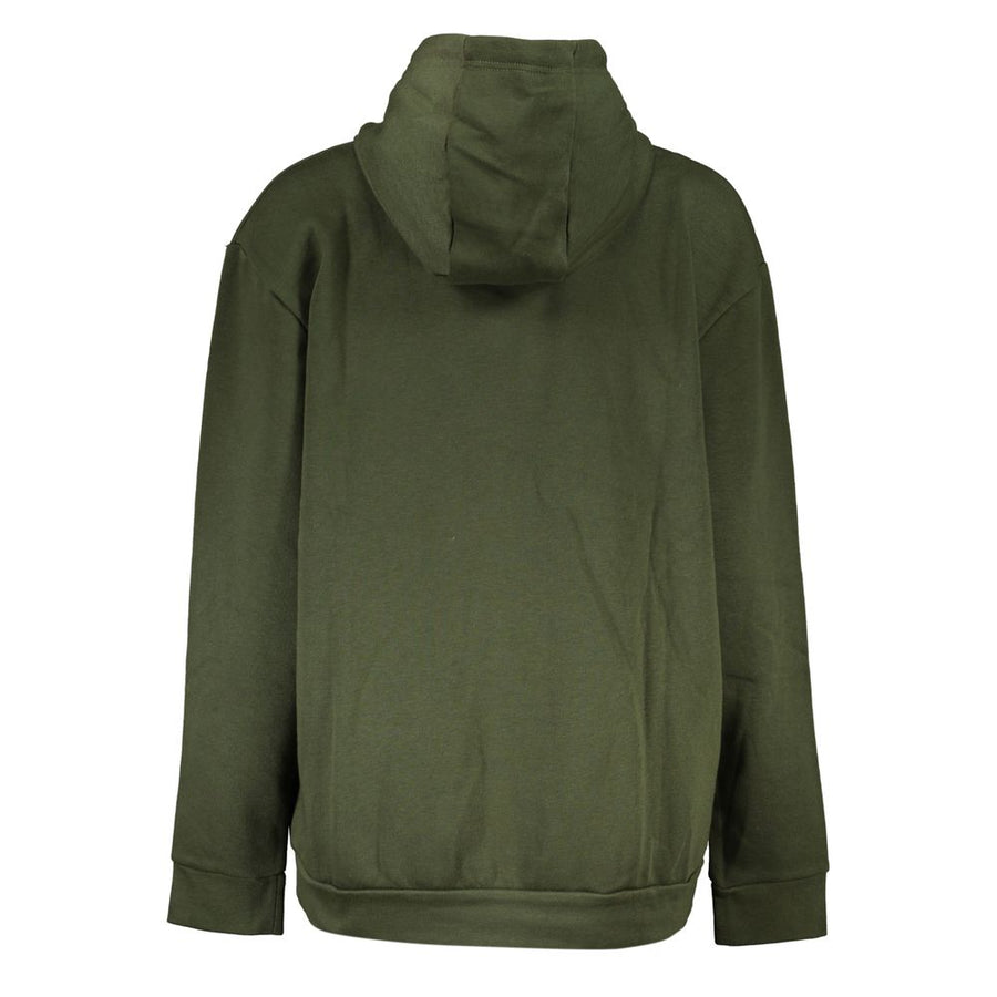 Olive green women's polyester hoodie featuring a leopard print animal graphic and Cavalli Class logo on the front