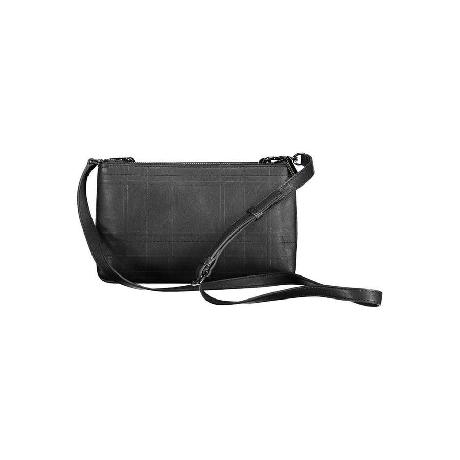 Black quilted polyester Calvin Klein women's shoulder bag with a front flap and metal CK logo