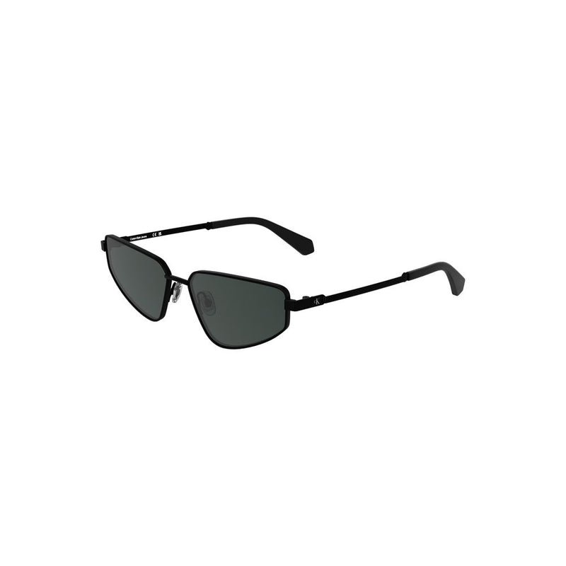 Black metal women sunglasses with dark tinted lenses and angular frames