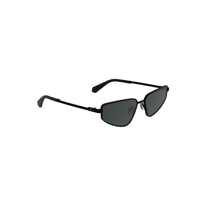 Black metal women sunglasses with dark lenses and angular frames
