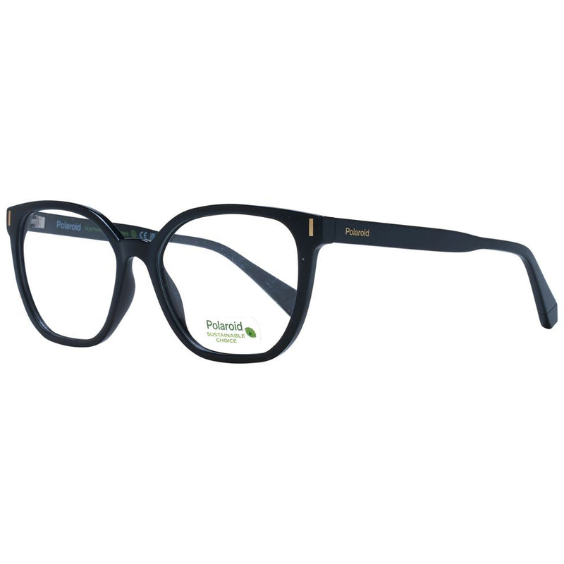 Black polyamide square eyeglasses frames by Polaroid